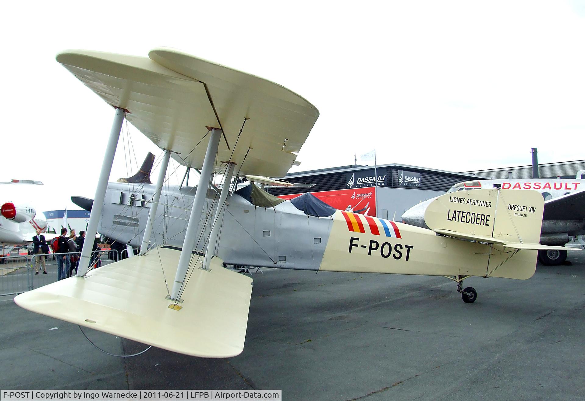 F-POST, Breguet 14P Replica C/N 150AB, Breguet Br. XIV P replica at the Aerosalon 2011, Paris