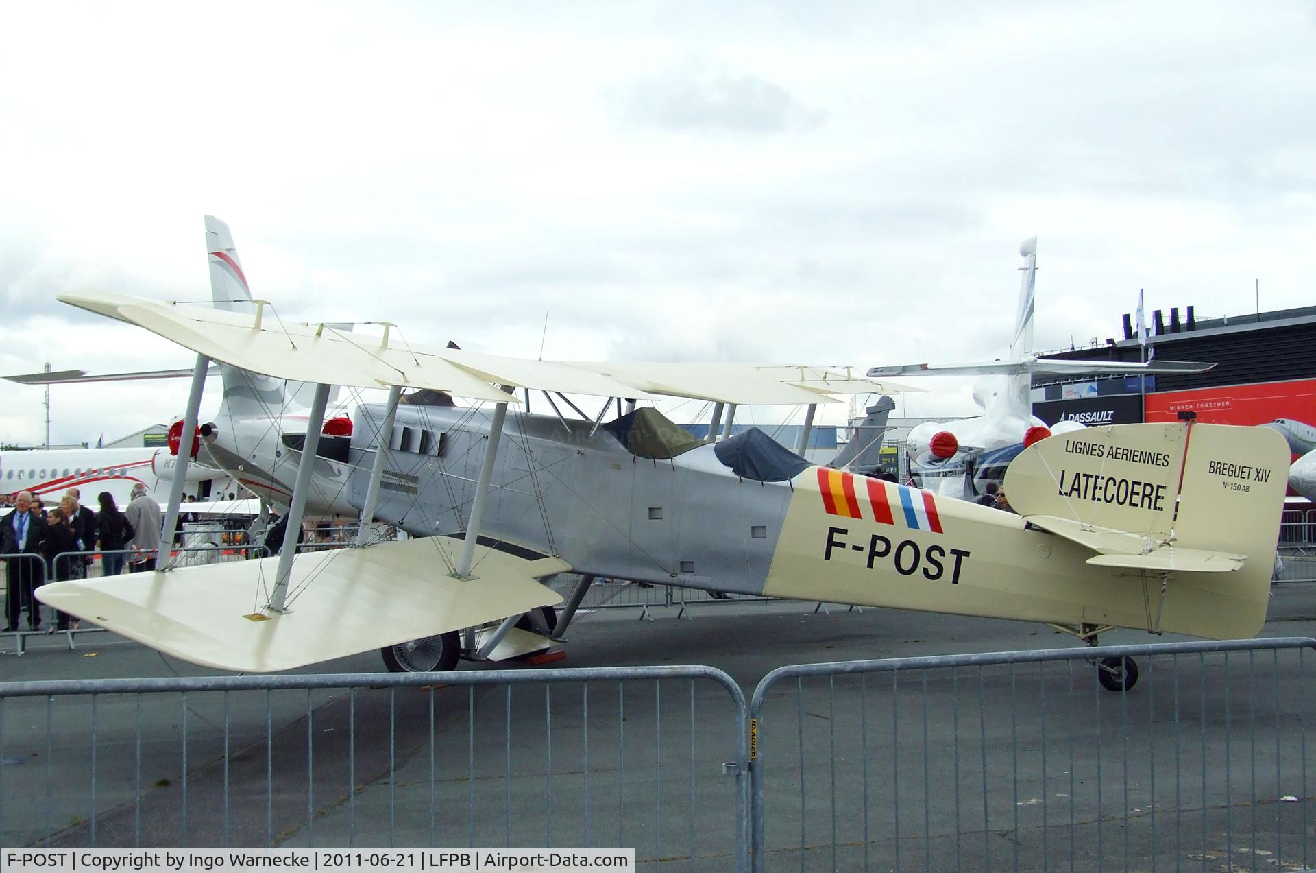 F-POST, Breguet 14P Replica C/N 150AB, Breguet Br. XIV P replica at the Aerosalon 2011, Paris