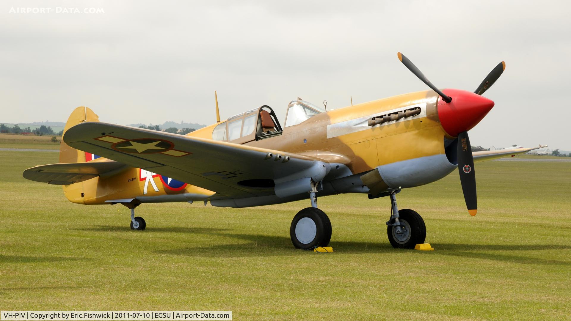 VH-PIV, 1942 Curtiss P-40F Warhawk C/N 19503, 3. VH-PID (41-19841 Curtiss Wright P40F) at another excellent Flying Legends Air Show (July 2011)