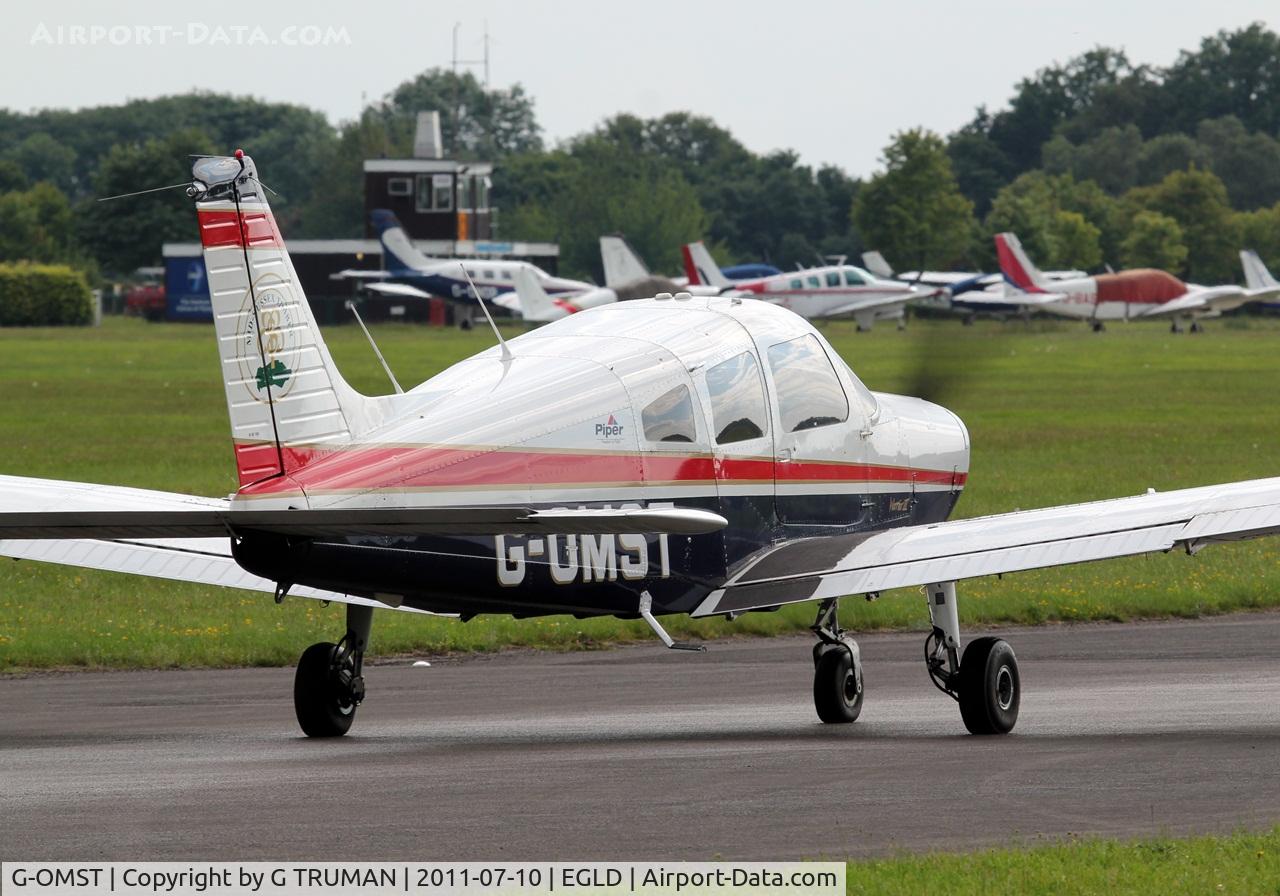 G-OMST, 2001 Piper PA-28-161 Cherokee Warrior III C/N 2842121, Departing runway 24