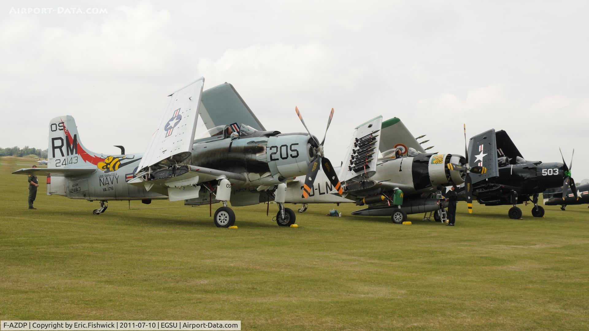 F-AZDP, Douglas AD-4N Skyraider C/N 7449, F-AZDP in good company at another excellent Flying Legends Air Show (July 2011)