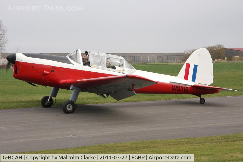 G-BCAH, 1951 De Havilland DHC-1 Chipmunk T.10 C/N C1/0372, De Havilland DHC-1 Chipmunk 22 at Breighton Airfield in March 2011.