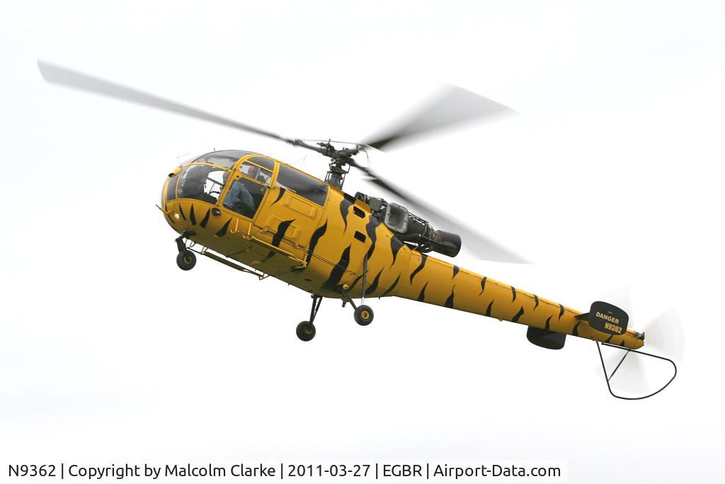 N9362, 1970 Aerospatiale SA-316B Alouette III C/N 1739, Aerospatiale SA361B Alouette III at Breighton Airfield in March 2011.