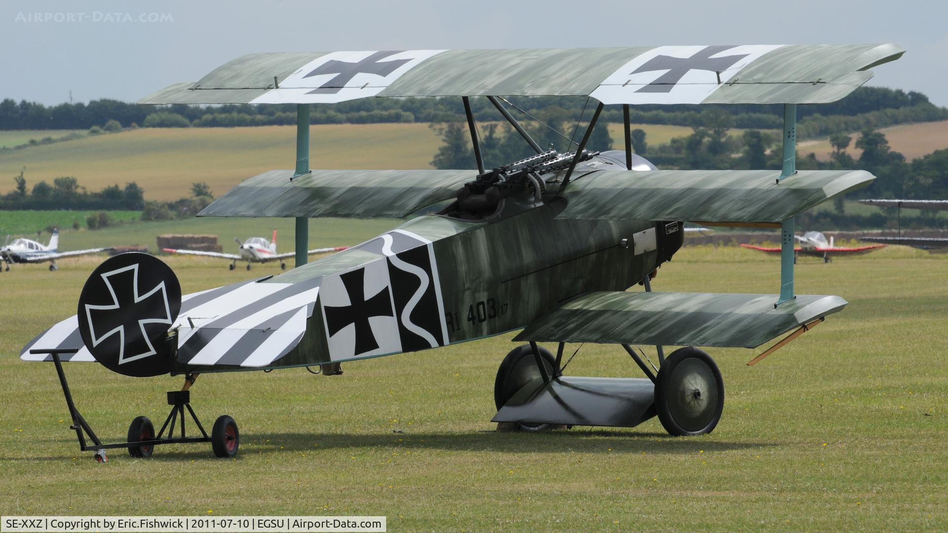 SE-XXZ, 2008 Fokker Dr.1 Triplane Replica C/N 1306, SE-XXZ at another excellent Flying Legends Air Show (July 2011)