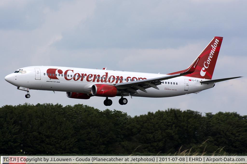 TC-TJI, 2002 Boeing 737-8S3 C/N 29246, Almost on final touchdown At Rotterdam