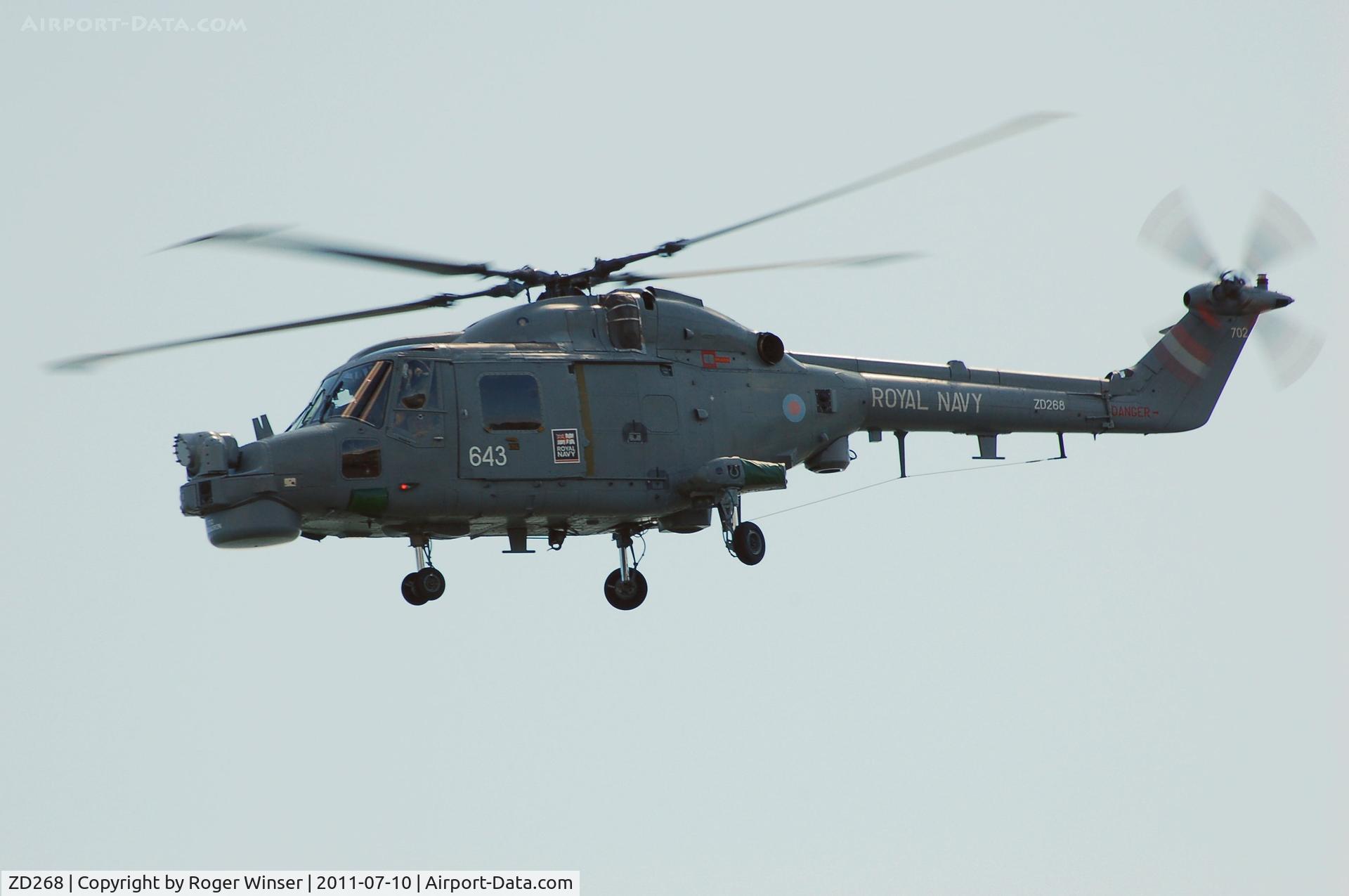 ZD268, 1983 Westland Lynx HMA.8SRU C/N 309, Off airport. Coded 643 of 702 NAS's Black Cats Display Team at The Wales National Airshow, Swansea Bay, Wales, UK.