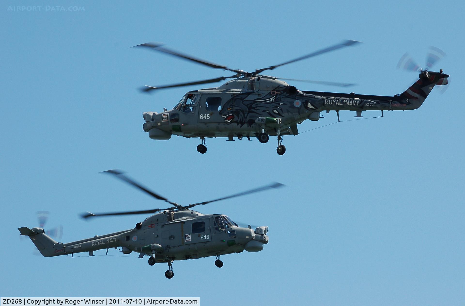 ZD268, 1983 Westland Lynx HMA.8SRU C/N 309, Off airport. Coded 643 of 702 NAS's Black Cats Display Team at the Wales National Airshow, Swansea Bay, Wales, UK.