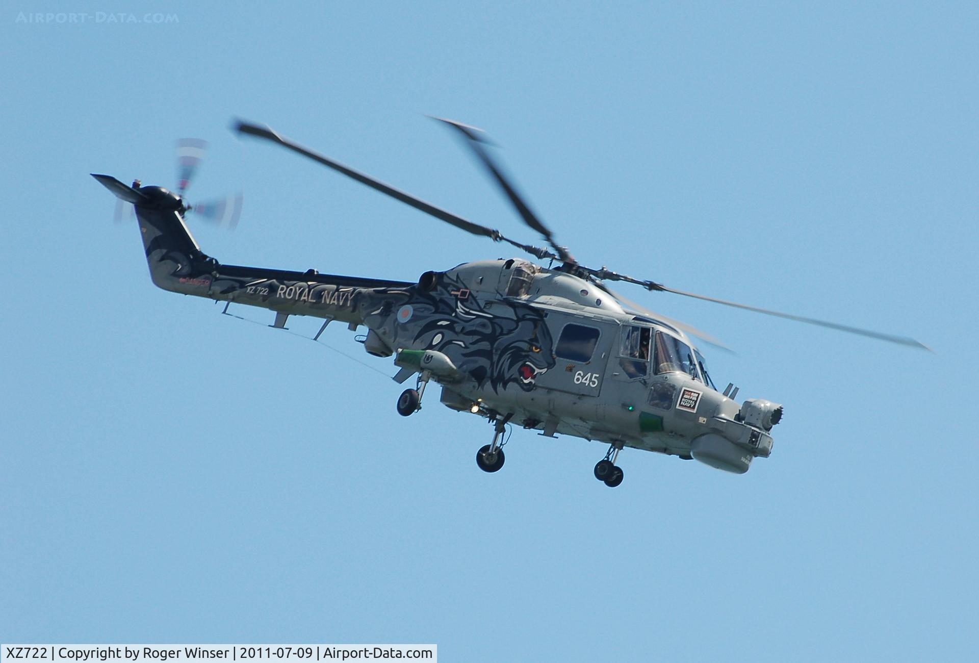XZ722, 1980 Westland Lynx HMA.8SRU C/N 177, Coded 645 of 702 NAS's Black Cats Display Team at the Wales National Airshow, Sansea Bay, Wales, UK.