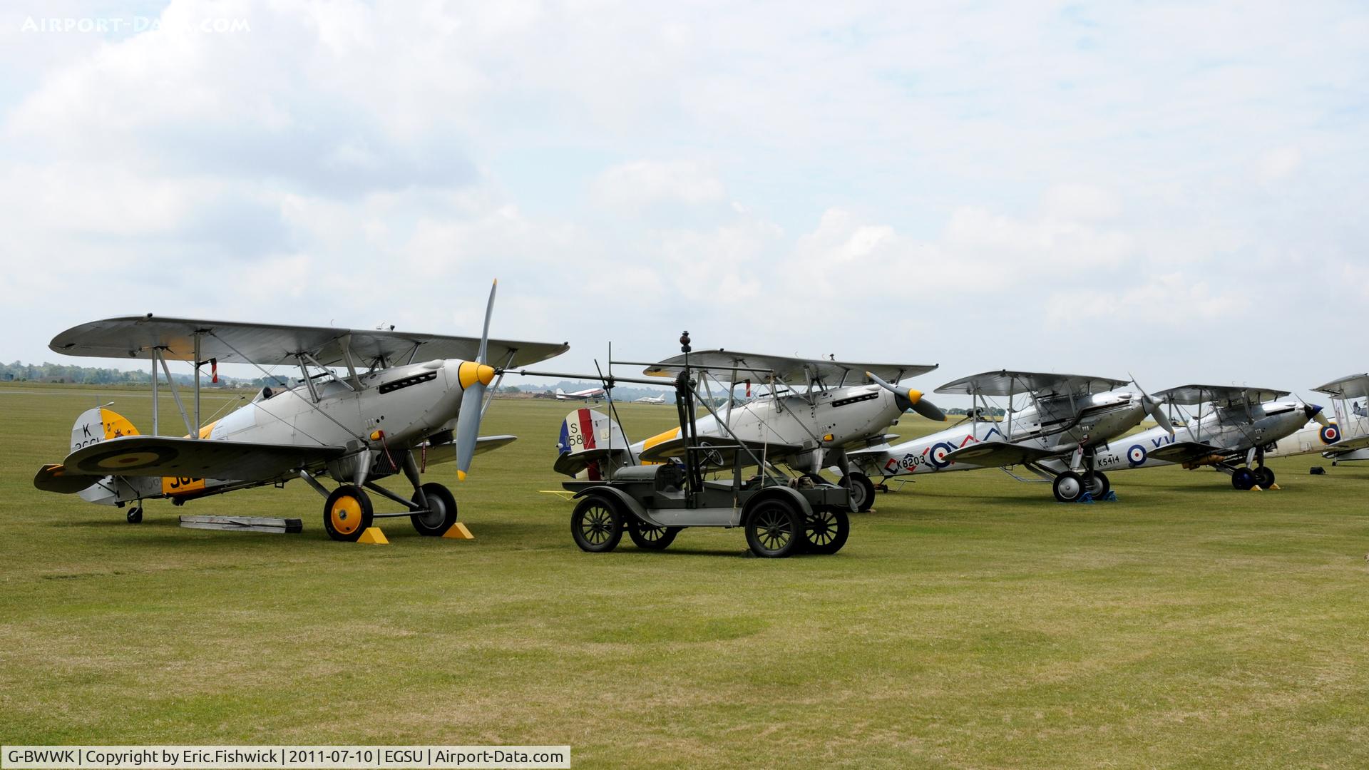 G-BWWK, 1932 Hawker Nimrod I C/N 41H-43617, 5. G-BWWK in good company at the Flying Legends Air Show July 2011