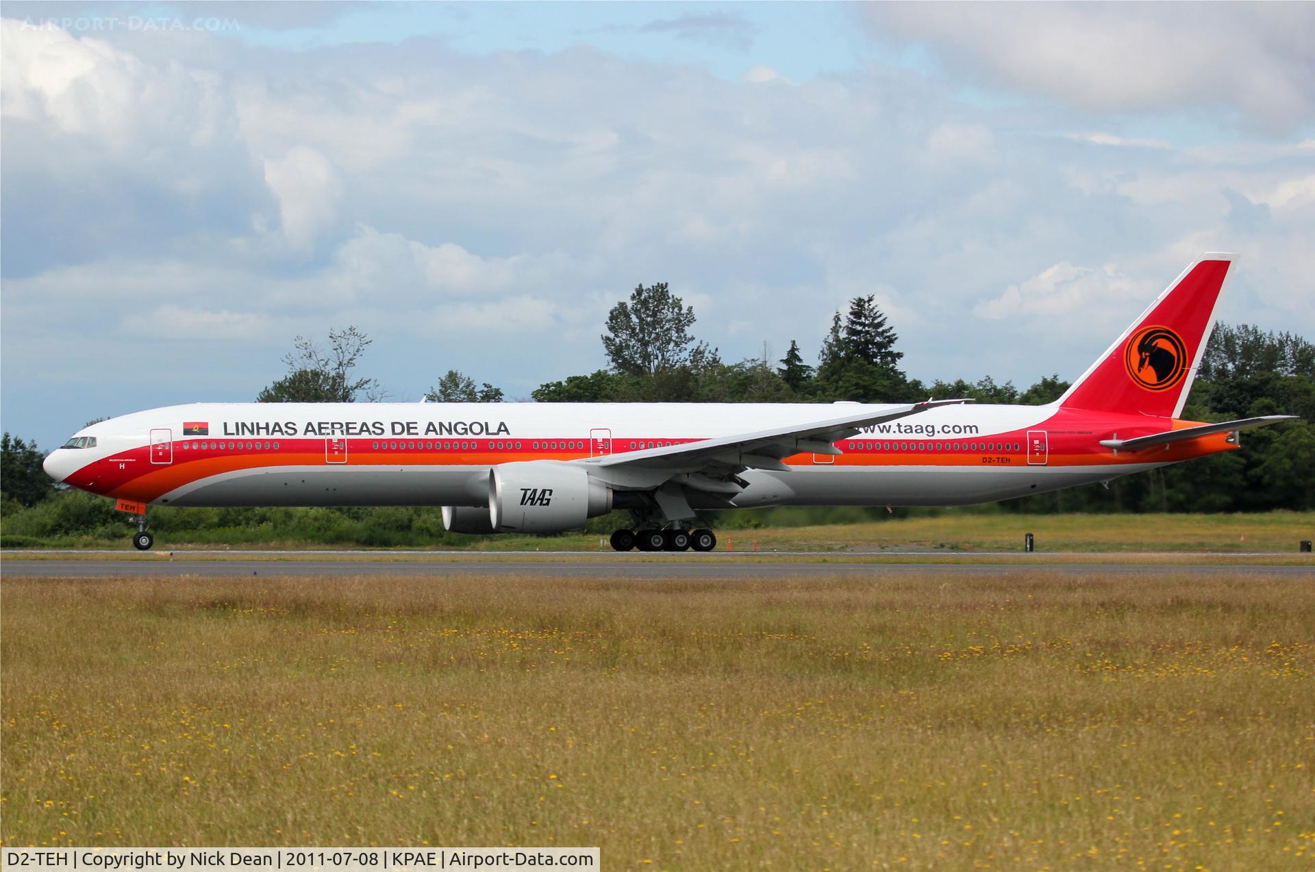 D2-TEH, 2011 Boeing 777-3M2/ER C/N 40806, KPAE/PAE DTA 03 departs KPAE for the nonstop delivery flight to Luanda