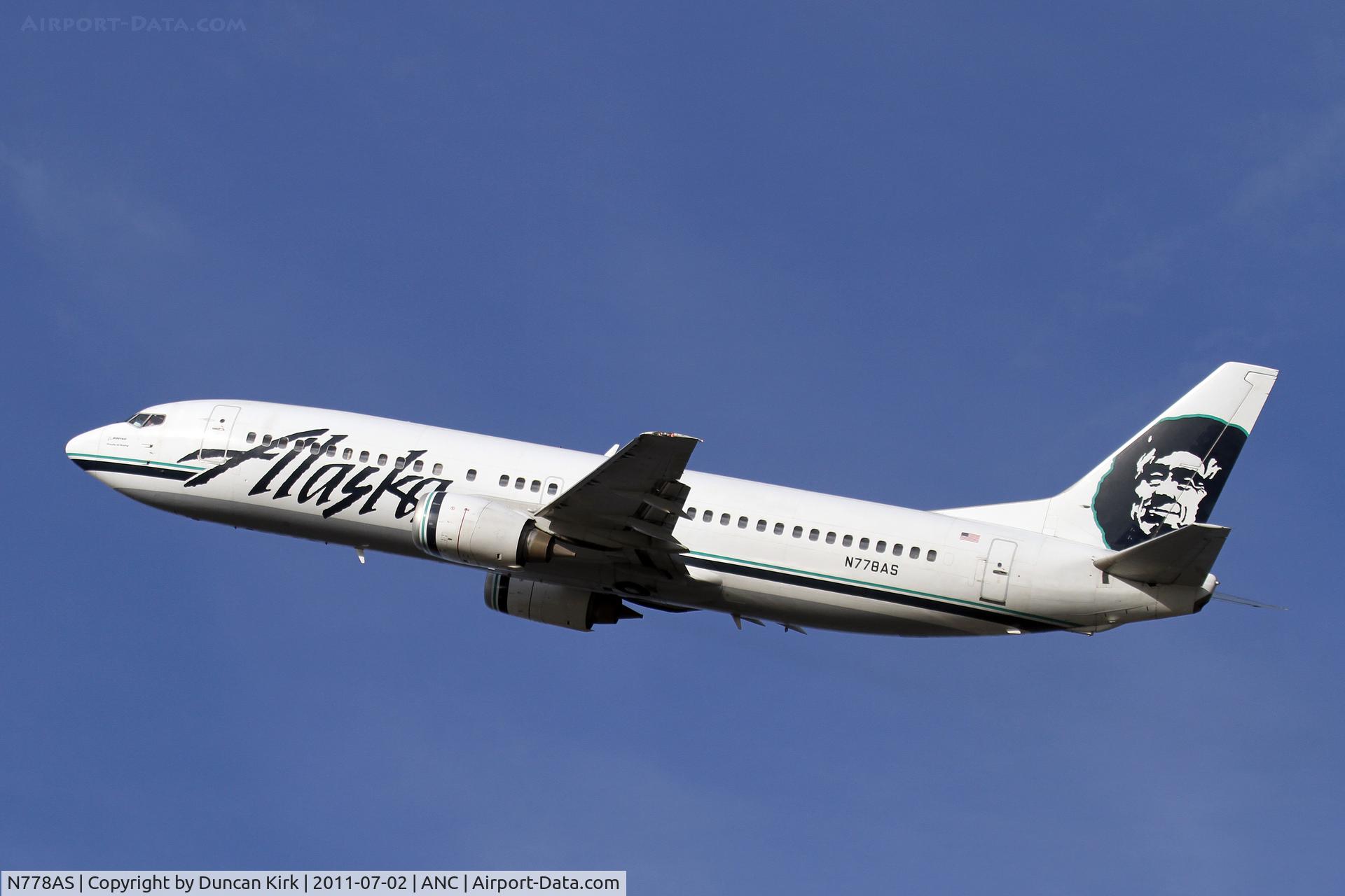 N778AS, 1994 Boeing 737-4Q8 C/N 25110, Climbing out of Anchorage