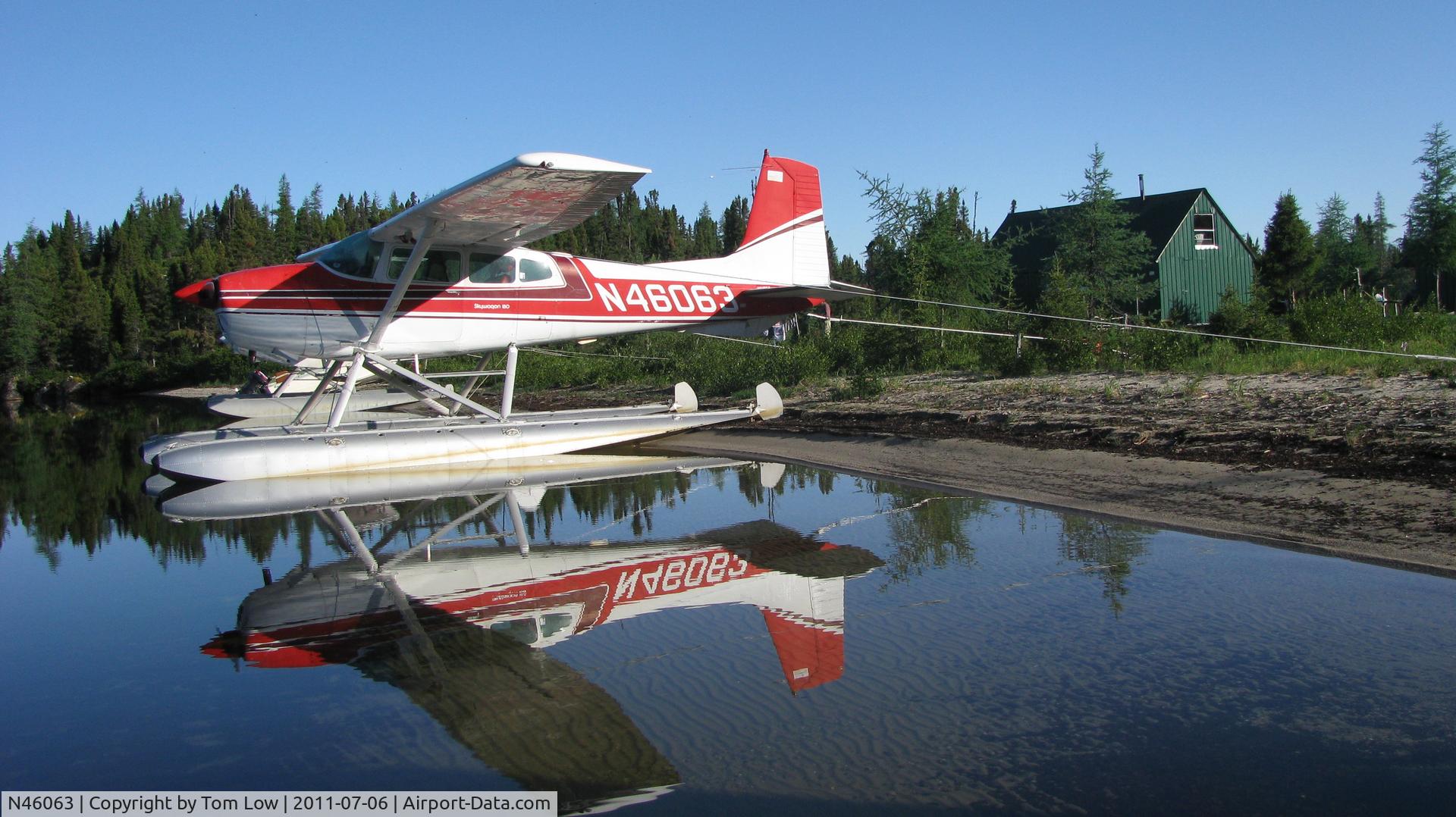 N46063, 1973 Cessna 180J C/N 18052395, 1974 Cessna 180 on lake in Northern Quebec.