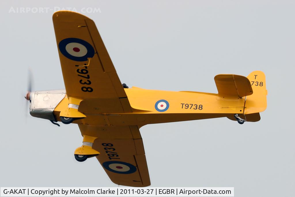 G-AKAT, 1940 Miles M14A Hawk Trainer 3 C/N 2005, Miles_M14A Hawk Trainer 3 at Breighton Airfield in March 2011.