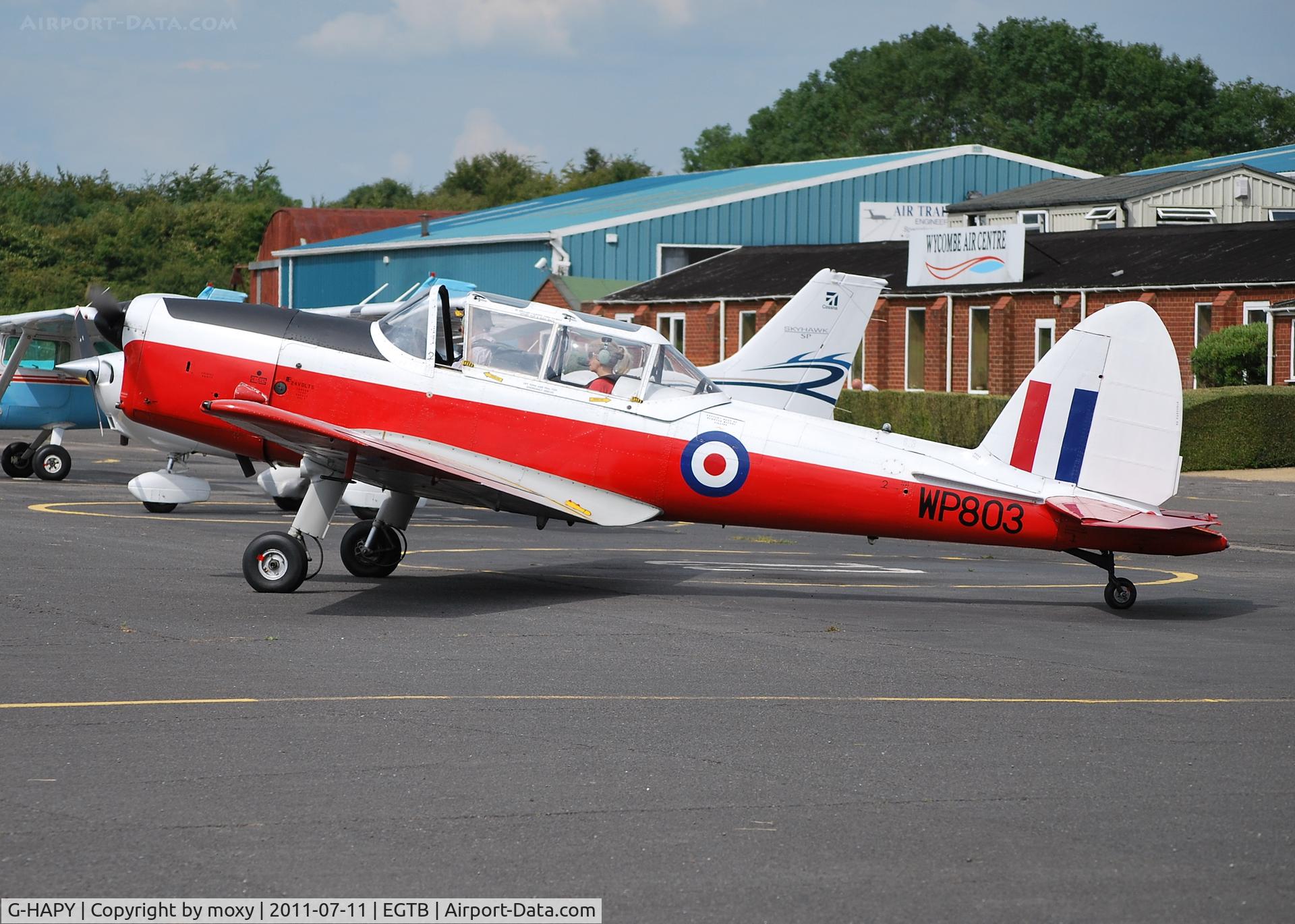 G-HAPY, 1952 De Havilland DHC-1 Chipmunk T.10 C/N C1/0697, Chipmunk T.10 in RAF colour scheme and displaying former RAF serial WP803, at Wycombe Air Park.