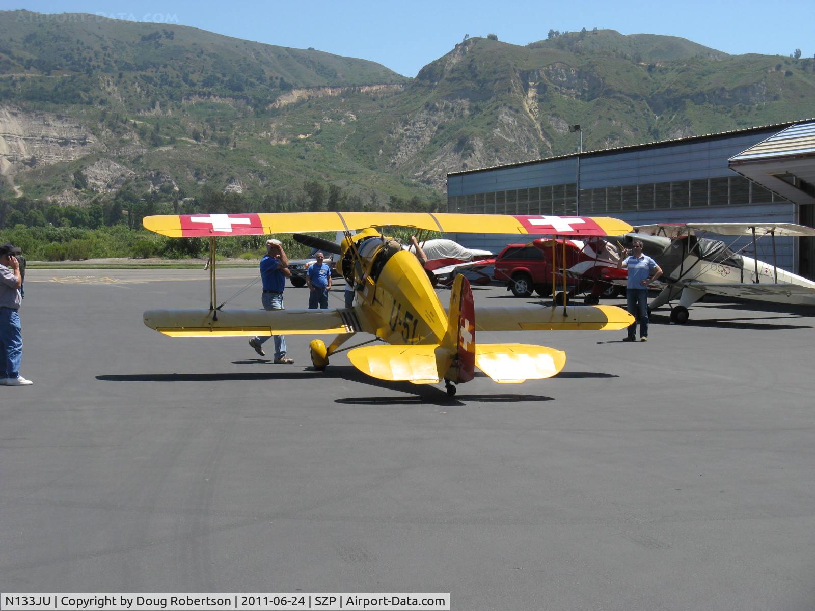 N133JU, 1936 Bucker Bu-133C Jungmeister C/N 1001, 1936 Bucker BU.133C JUNGMEISTER, Siemens-Halske SH 14 A-4 seven cylinder 160 Hp radial, Historic FIRST PRODUCTION JUNGMEISTER! another hand propping try