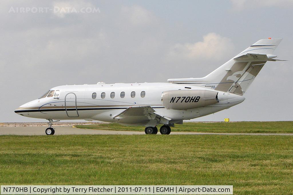 N770HB, 2011 Hawker Beechcraft 750 C/N HB-70, Hawker Beechcraft Corp HAWKER 750, c/n: HB-70 taxying for departure at Kent International