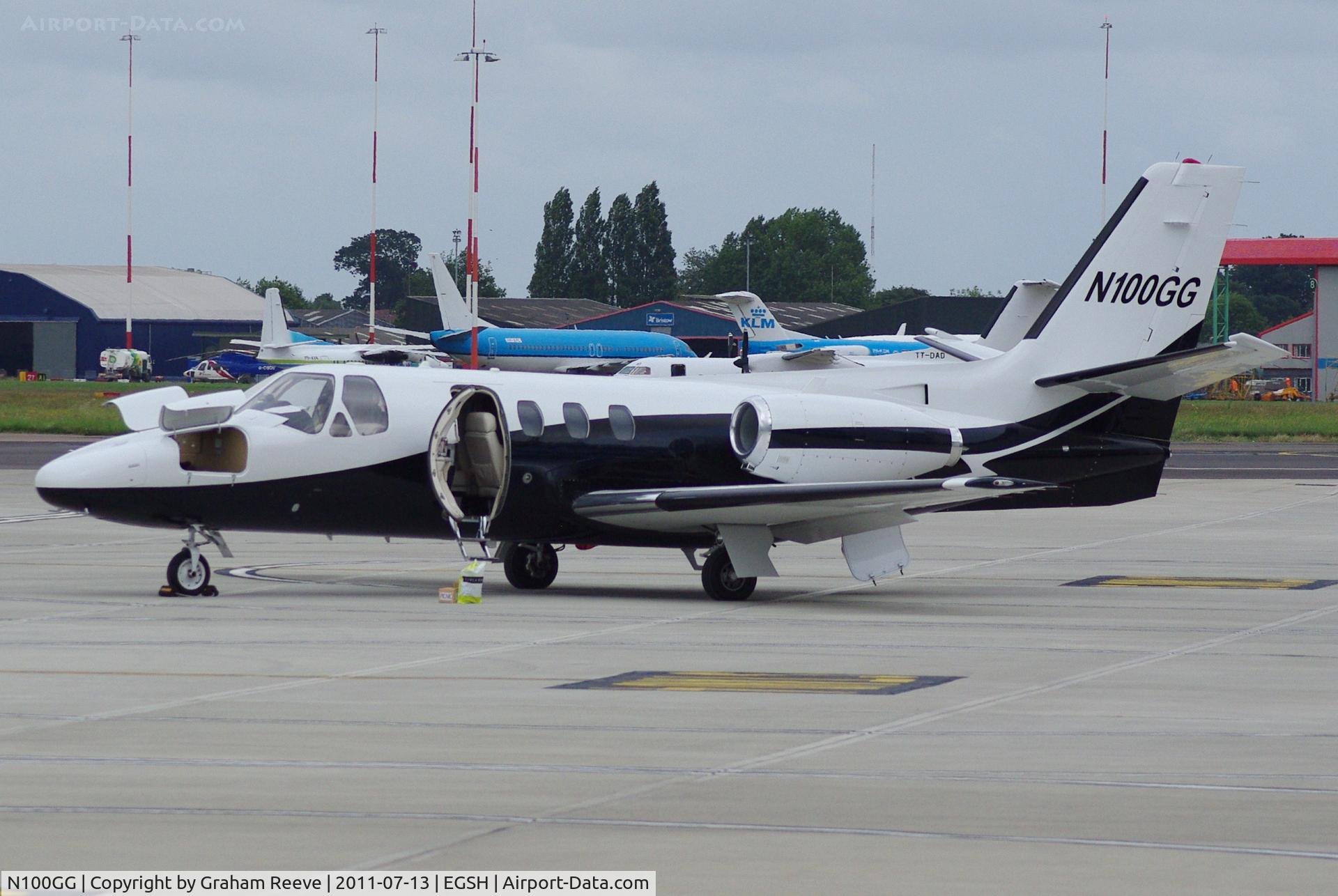 N100GG, 1977 Cessna 501 Citation I/SP C/N 501-0020, Parked at Norwich.
