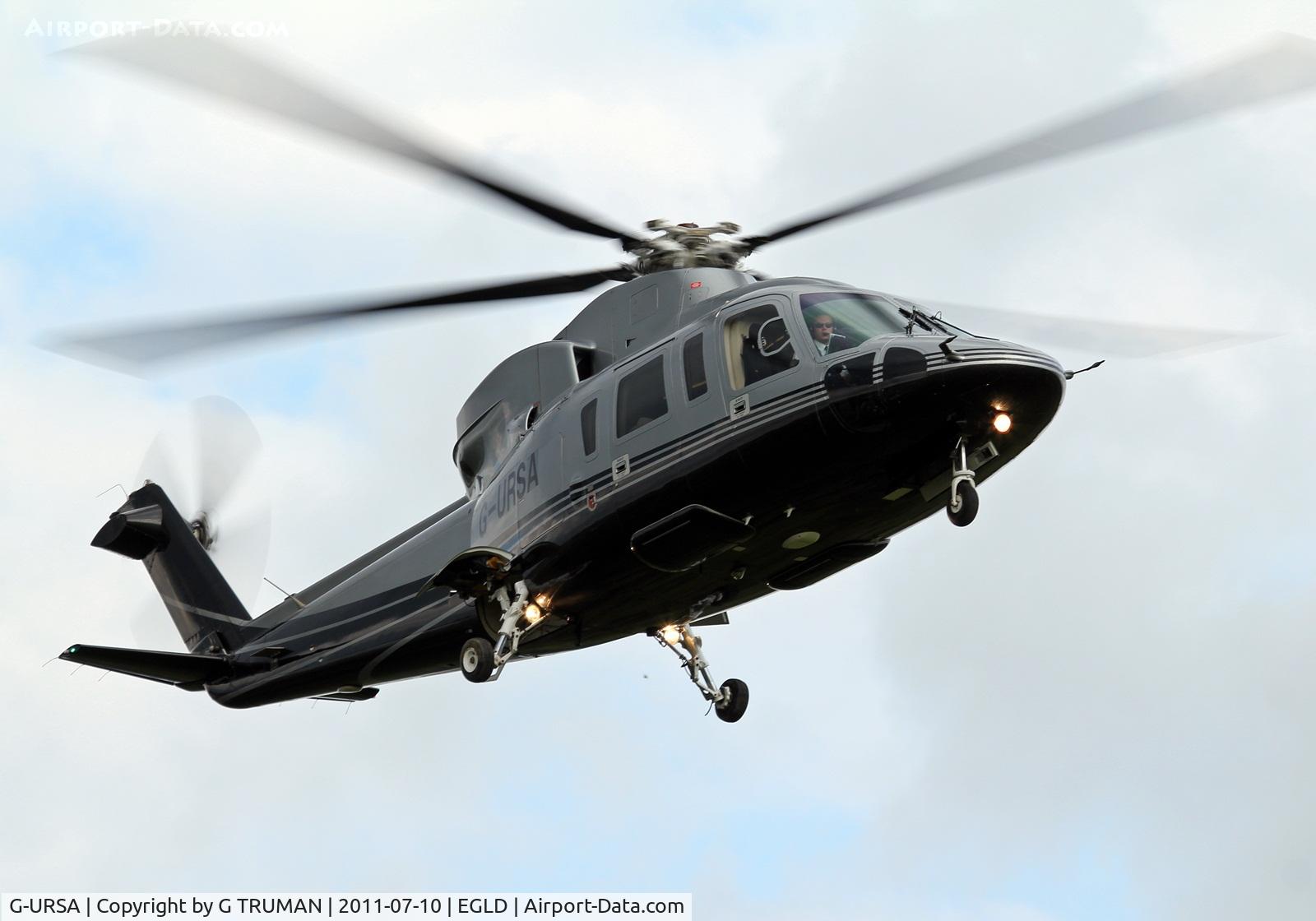G-URSA, 2007 Sikorsky S-76C C/N 760699, Landing at Denham, inbound from the British GP at Silverstone