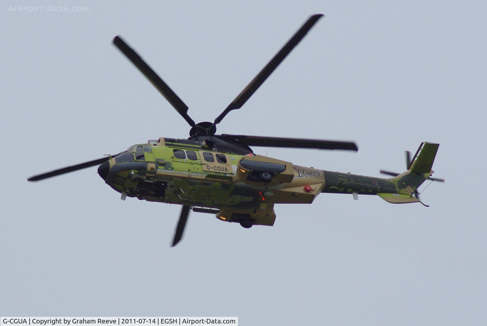 G-CGUA, 2011 Eurocopter EC-225LP Super Puma Mk2+ C/N 2785, Departing from Norwich.