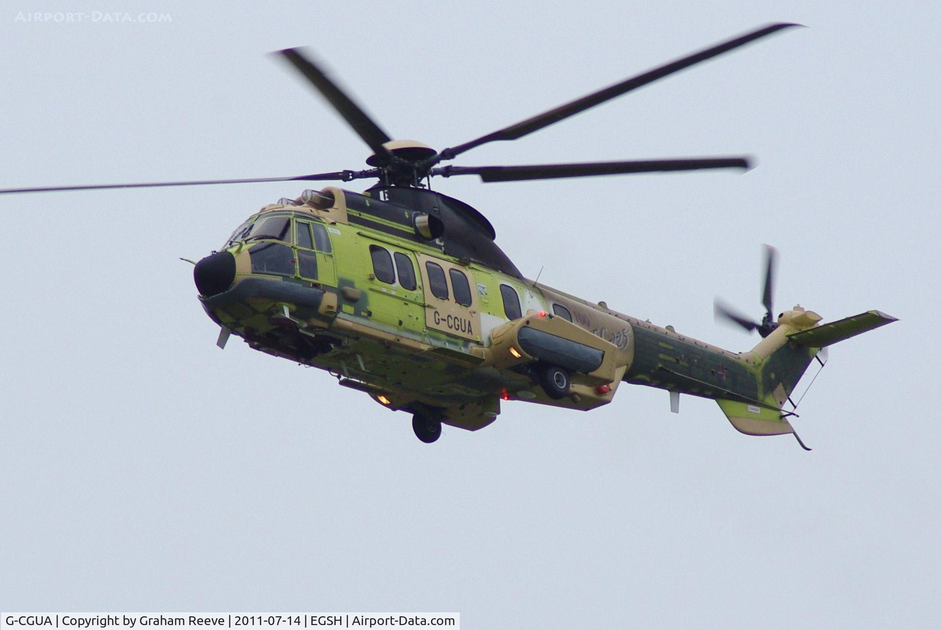 G-CGUA, 2011 Eurocopter EC-225LP Super Puma Mk2+ C/N 2785, Departing from Norwich.