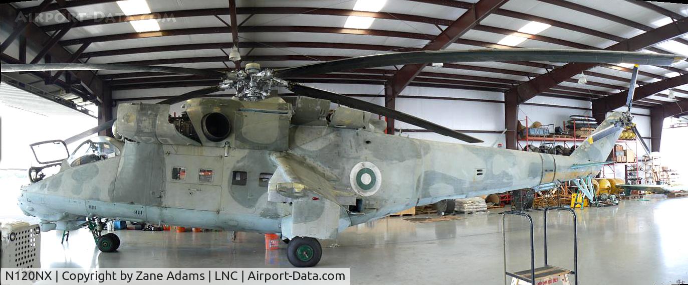 N120NX, Mil Mi-24D C/N 110155, In the Cold War Air Museum hanger at Lancaster Municipal Airport