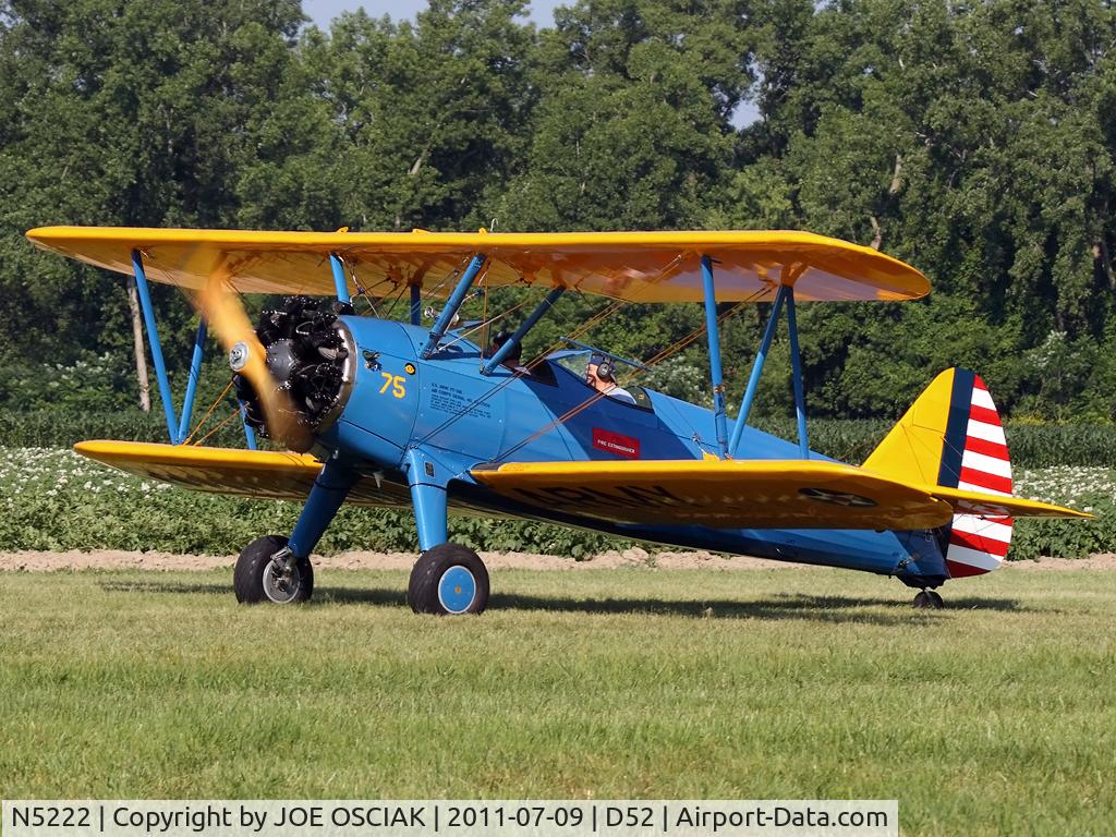 N5222, 1943 Boeing E75 C/N 75-5222, Arriving at Geneseo