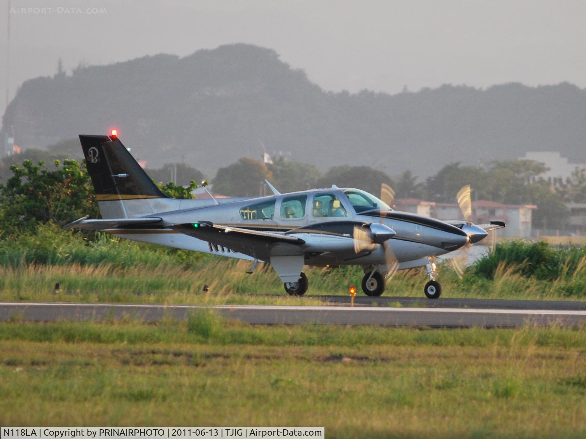 N118LA, 1976 Beech B-55 C/N TC-1994, beech baron b-55 holding for departure @ isla grande,pr