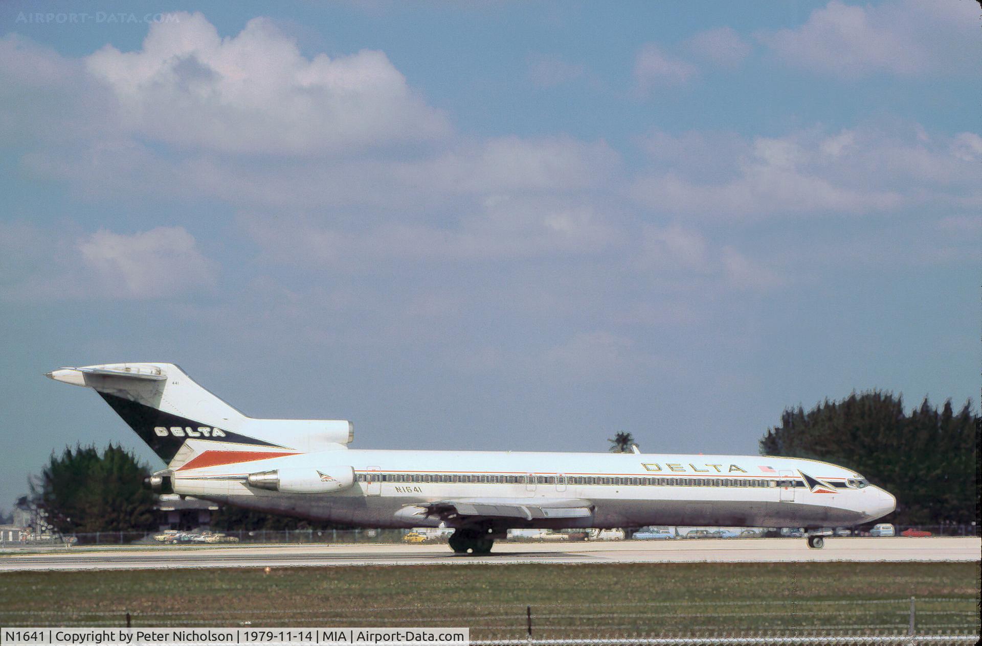N1641, 1967 Boeing 727-295 C/N 19446, Boeing 727-295 of Delta Air Lines preparing for take-off at Miami International in November 1979.