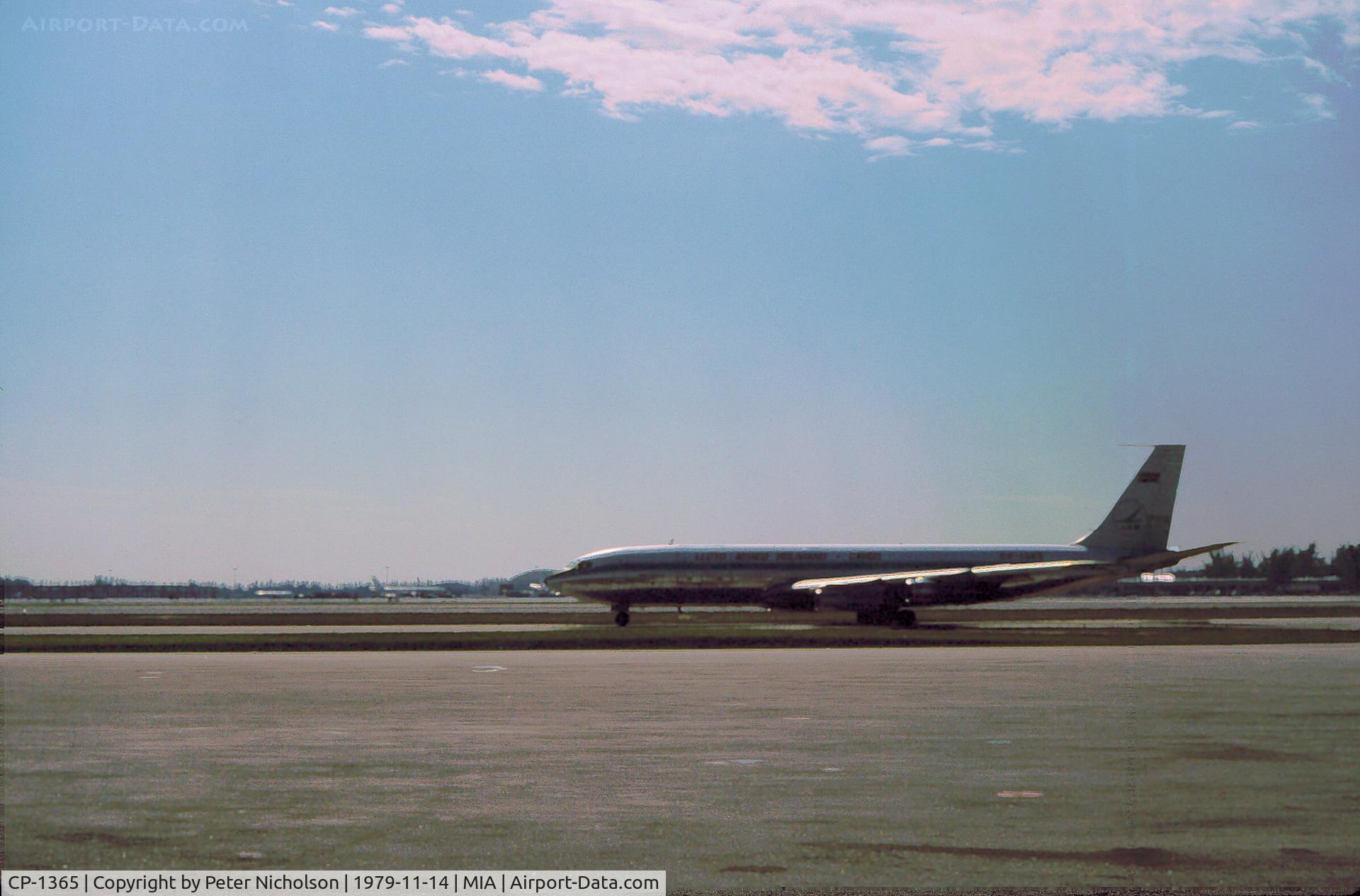 CP-1365, 1963 Boeing 707-323C C/N 18692, Boeing 707-323C of LAB Cargo as seen at Miami International in November 1979.