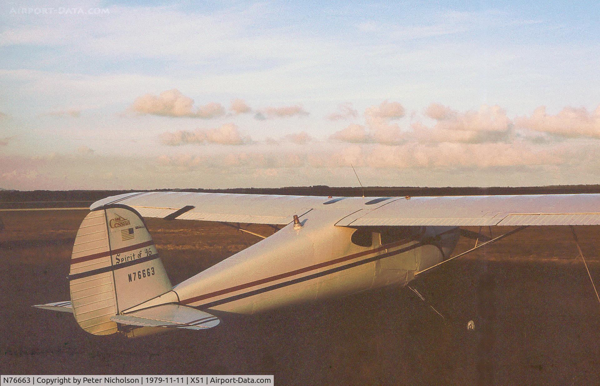 N76663, 1946 Cessna 140 C/N 11103, Cessna 140 as seen at Homestead General in November 1979.