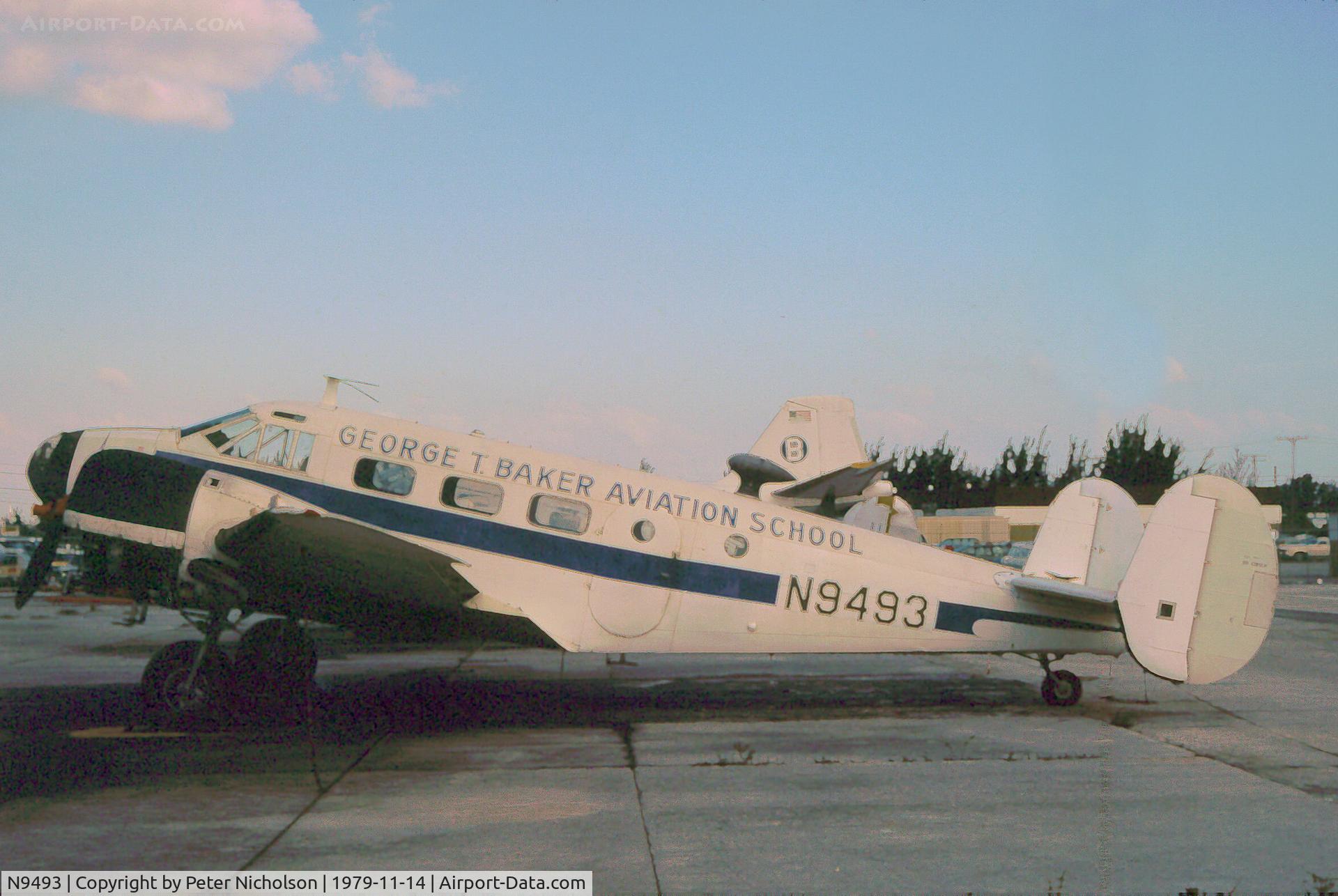 N9493, Beechcraft UC-45J C/N 2657, UC-45J in use at the George T. Baker Aviation School in Miami in November 1979.