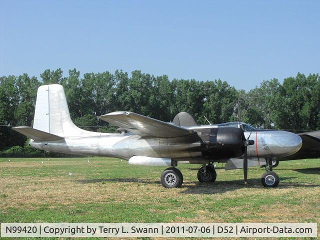 N99420, 1944 Douglas B-26B Invader C/N 27383, Setting in line at the 2011 Geneseo, NY Air Show. Geneseo is it's new home.
