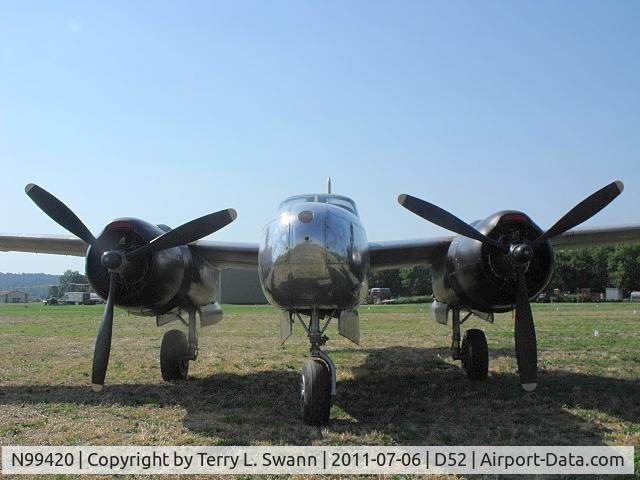 N99420, 1944 Douglas B-26B Invader C/N 27383, Setting in line at the 2011 Geneseo Air Show.