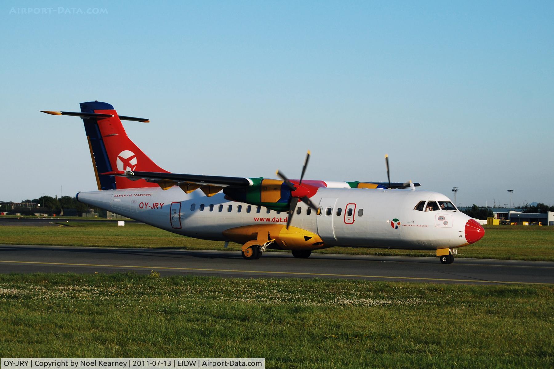 OY-JRY, 1987 ATR 42-320 C/N 063, Taxi-ing for departure off Rwy 10.