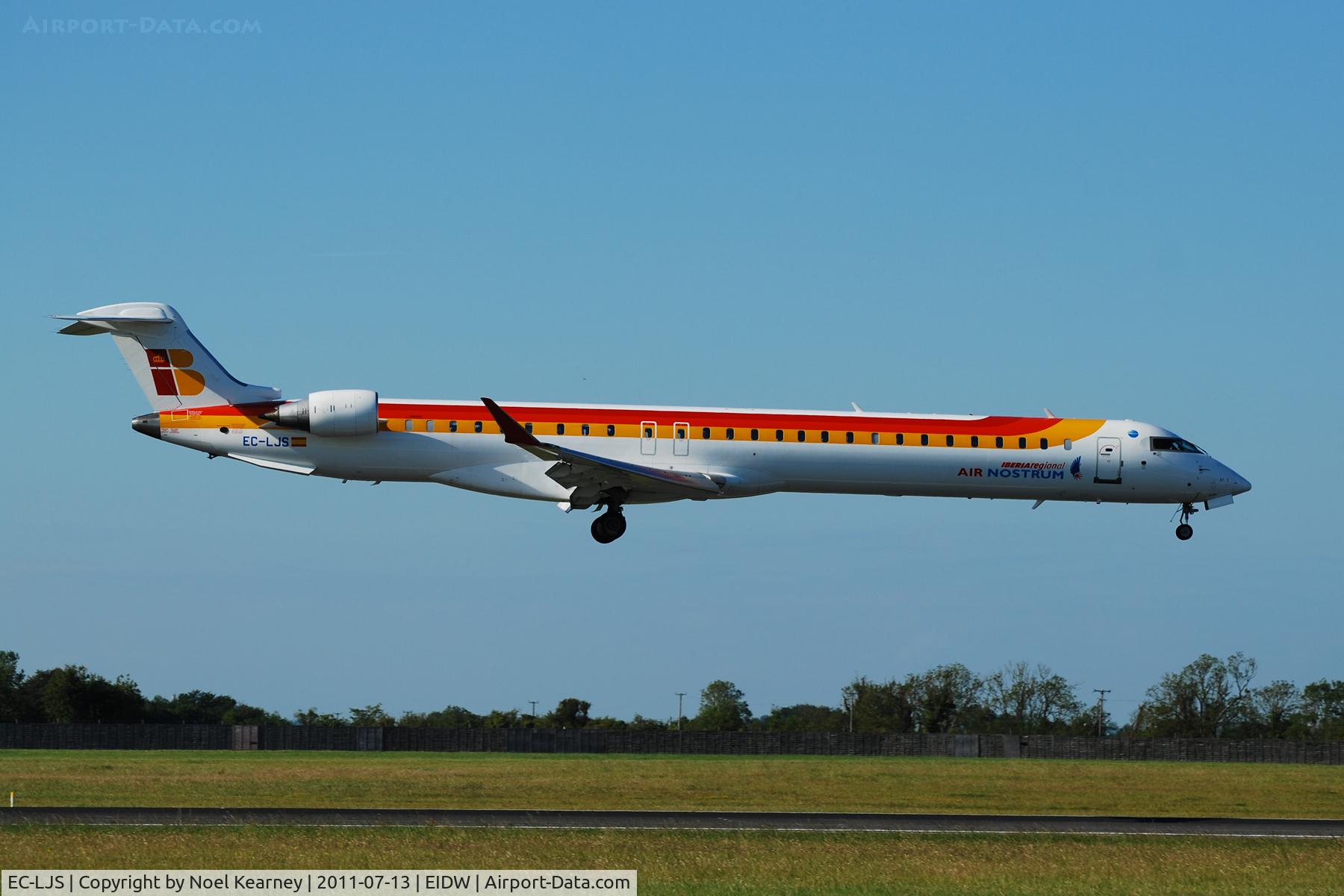 EC-LJS, 2010 Bombardier CRJ-1000ER NG (CL-600-2E25) C/N 19003, Landing Rwy 10 at Dublin.