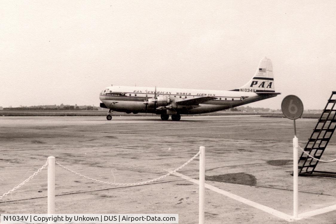N1034V, 1949 Boeing 377 C/N 15934, Boing 377 N1034V at Duesseldorf Airport.