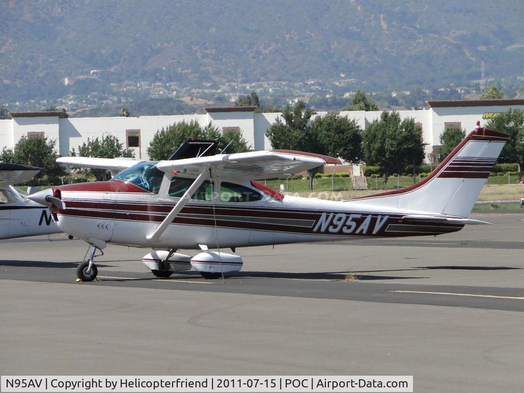 N95AV, 1966 Cessna 182J Skylane C/N 18257189, Tied down and parked in transient parking