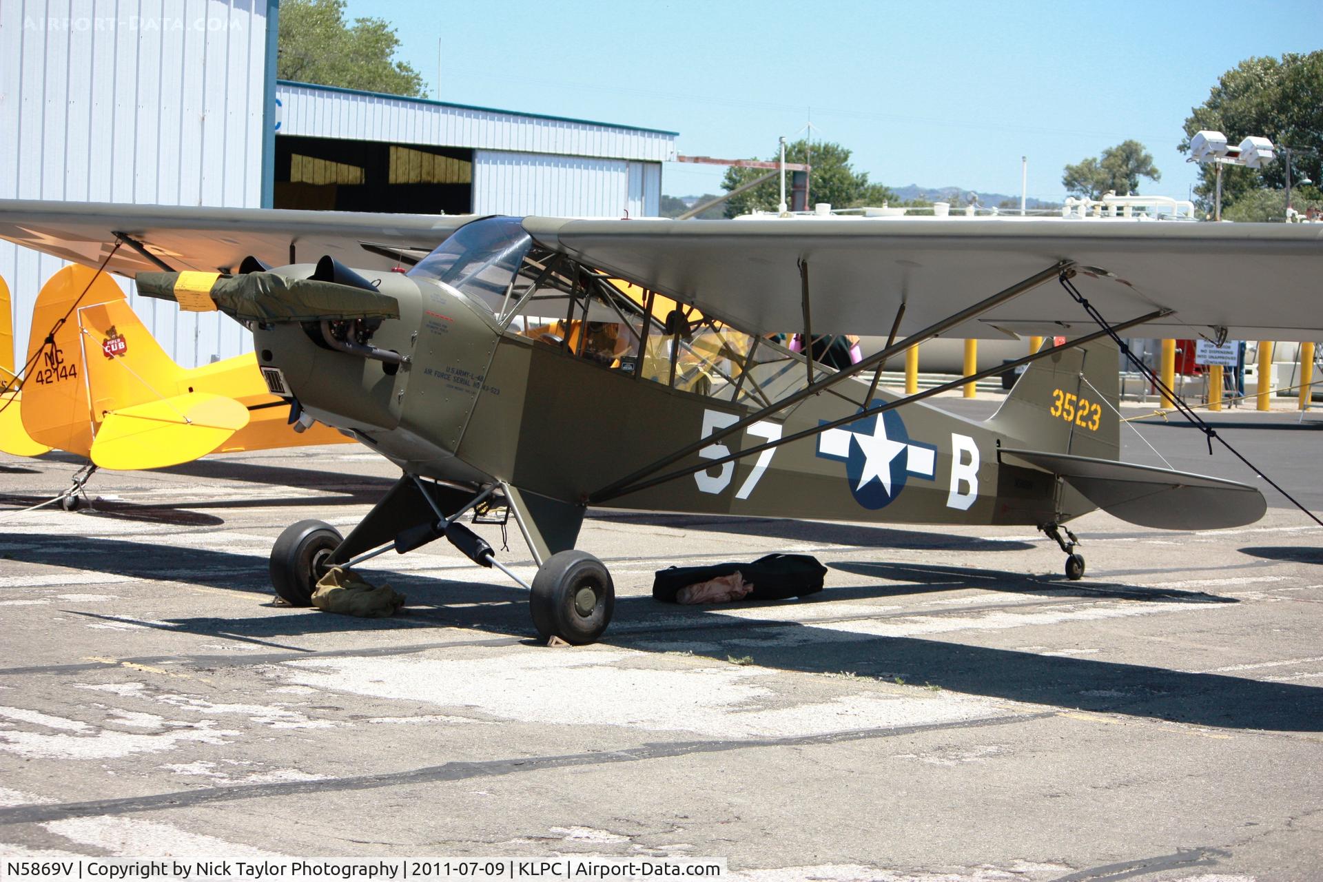 N5869V, 1954 Piper L-4B Grasshopper (O-59A / J3C-65) C/N 9384, Lompoc Piper Cub Fly-in 2011