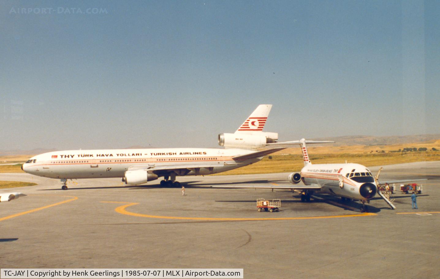 TC-JAY, 1973 McDonnell Douglas DC-10-10F C/N 46907, Turkish Airlines; Foreground DC-9-32 , TC-JAF