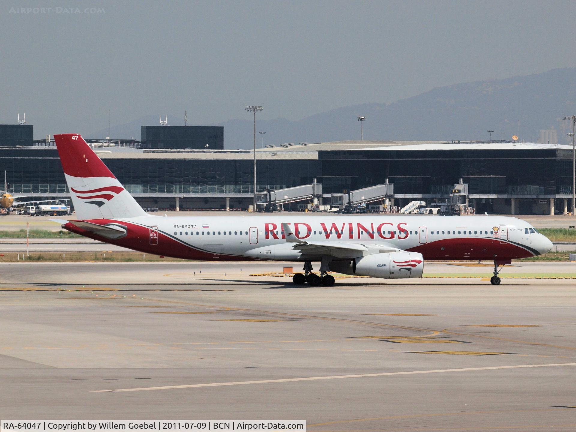 RA-64047, 2008 Tupolev Tu-204-100B C/N 1450743164047, depart from Barcelona Airport