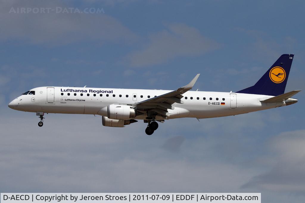 D-AECD, 2010 Embraer 190LR (ERJ-190-100LR) C/N 19000337, Frankfurt, EDDF, arrival
