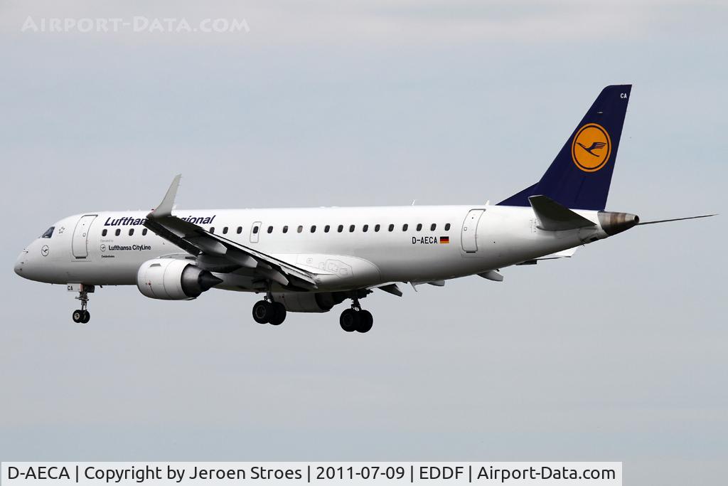 D-AECA, 2009 Embraer 190LR (ERJ-190-100LR) C/N 19000327, Frankfurt, EDDF, arrival