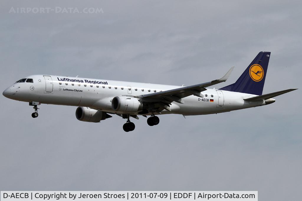 D-AECB, 2009 Embraer 190LR (ERJ-190-100LR) C/N 19000332, Frankfurt, EDDF, arrival