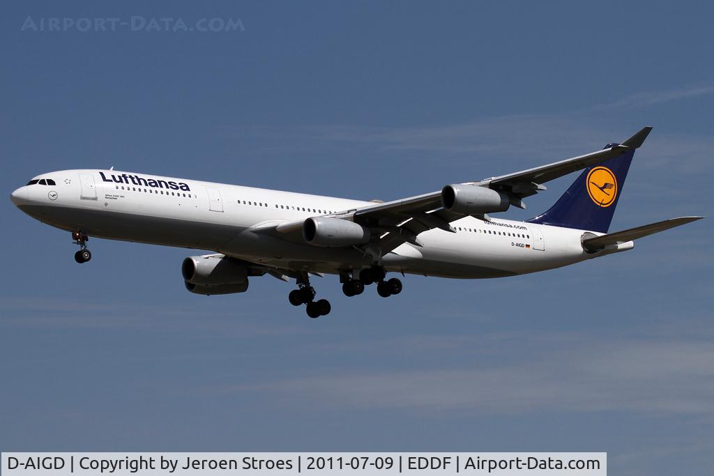D-AIGD, 1993 Airbus A340-311 C/N 028, Frankfurt, EDDF, arrival