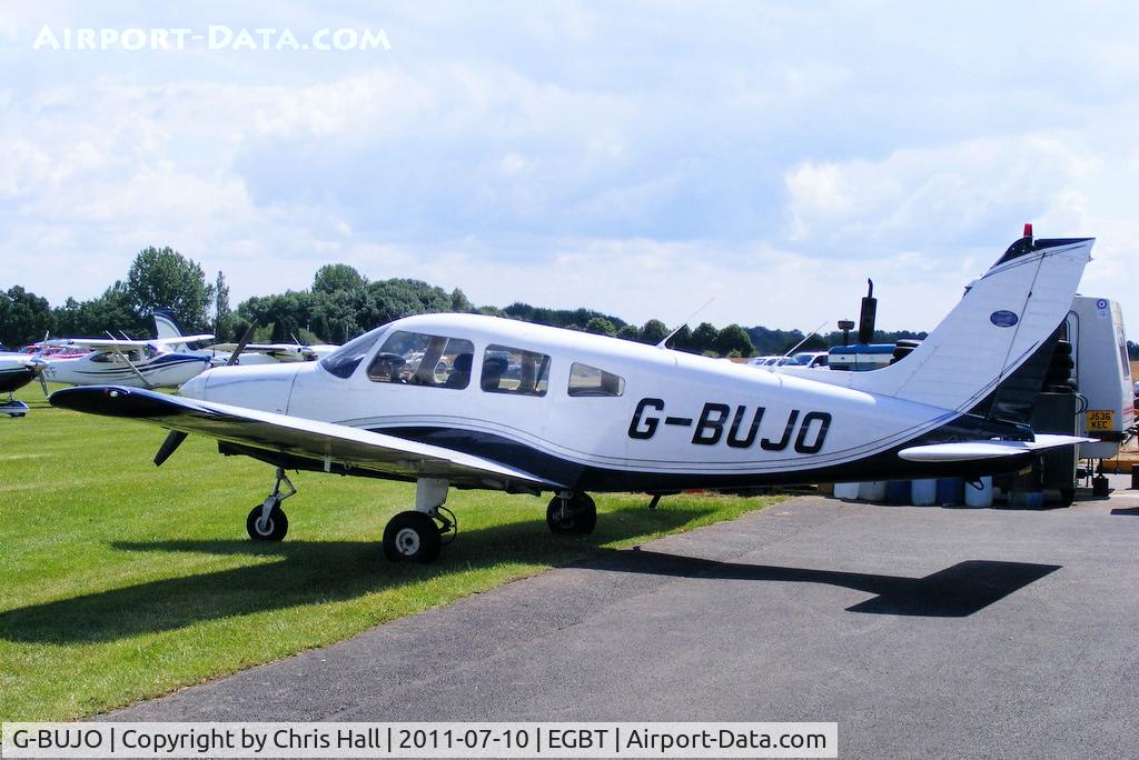 G-BUJO, 1977 Piper PA-28-161 Cherokee Warrior II C/N 28-7716077, visitor to Turweston for the British F1 Grand Prix at Silverstone