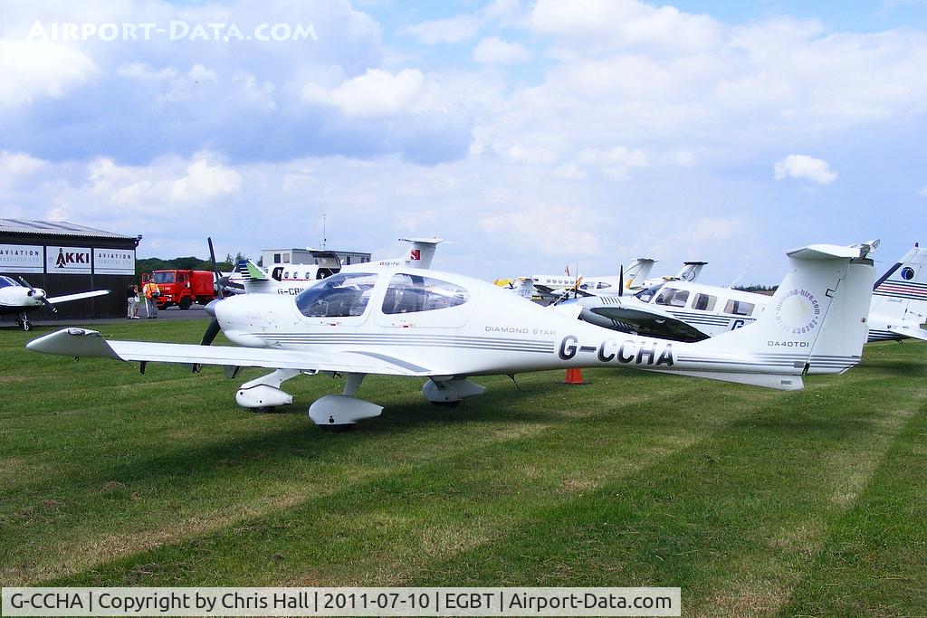 G-CCHA, 2003 Diamond DA-40D Diamond Star C/N D4.046, visitor to Turweston for the British F1 Grand Prix at Silverstone