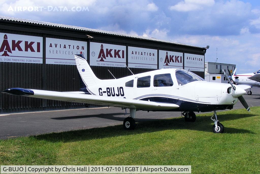 G-BUJO, 1977 Piper PA-28-161 Cherokee Warrior II C/N 28-7716077, visitor to Turweston for the British F1 Grand Prix at Silverstone