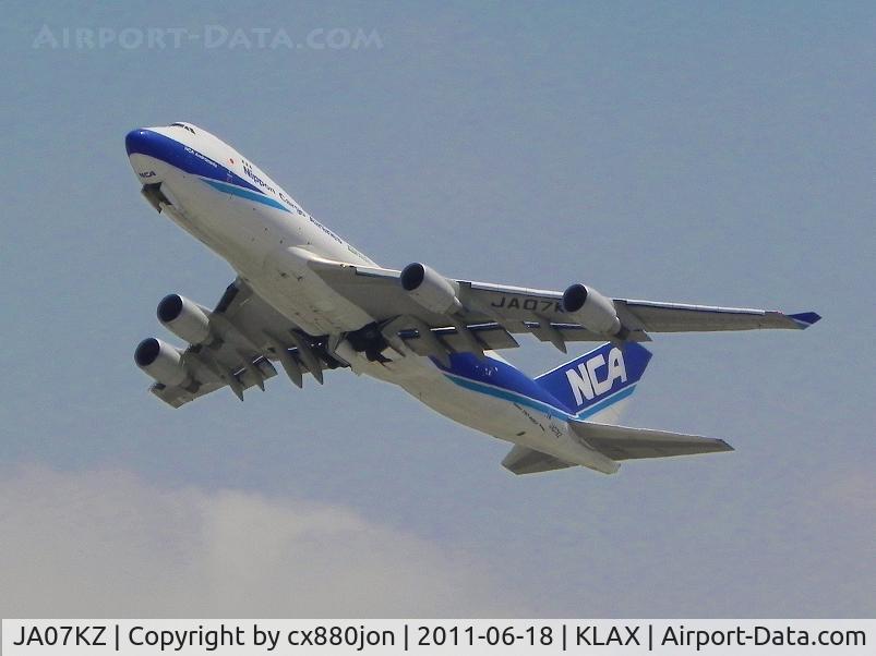 JA07KZ, 2008 Boeing 747-4KZF C/N 36134, B747-400F of NCA departing LAX