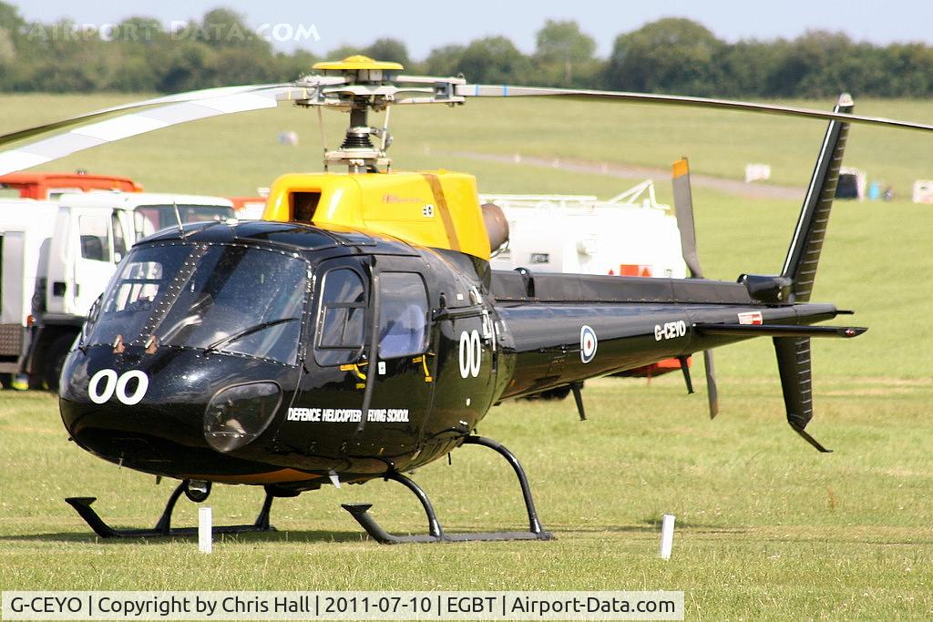 G-CEYO, 1990 Aerospatiale AS-350B2 Squirrel HT1 C/N 2312, Visitor to Turweston for the British F1 Grand Prix weekend