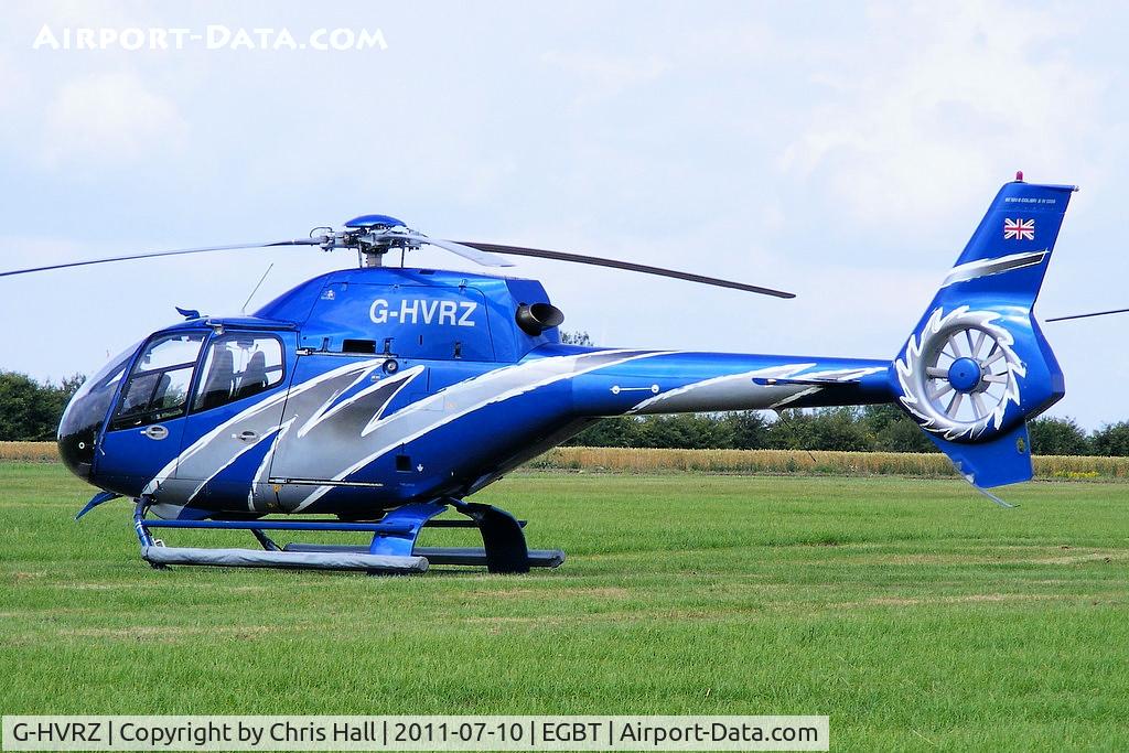 G-HVRZ, 2003 Eurocopter EC-120B Colibri C/N 1338, being used for ferrying race fans to the British F1 Grand Prix at Silverstone